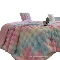 Tuscan Rabbit Print Bubble Velvet Decke, doppelseitig, verdickt, anpassbar, quadratisch, ganzjährig nutzbar für Büro, Sofa, Nickerchen