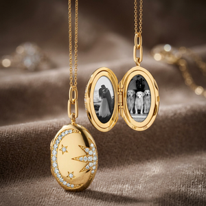 Gold Yellow Oval Shaped Lab Diamond Photo <b>Locket</b> Necklace Pendant Charm Custom Photo Image Jewelry Charm - Product Image 3
