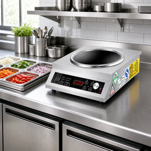 Durable 201 Stainless Steel Concave Fryer 3500W Industrial Grade Induction Wok Cooker for Professional Commercial Kitchen Use - Product Image 1