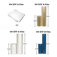 Rouleau de film AB pour transfert UV DTF 30*100cm A3 A4, film AB pour enveloppement de tasses, film autocollant PET pour imprimante UV