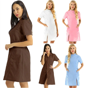 DUBBIX INDUSTRIES Bata de laboratorio de poliéster y algodón tejido, uniforme de hospital, blanca, unisex, para enfermeras, con detección de agujas - Product Image 4