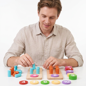 Juguete de aprendizaje de matemáticas con números de madera CH, con clavijas y fichas coloridas para la educación temprana - Product Image 1