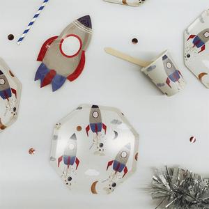 DAMAI Kids Birthday Dinnerware Astronaut Space Theme Paper <b>Disposable</b> <b>Tableware</b> Set Paper Plates Cups Napkins Party Decorations - Product Image 1