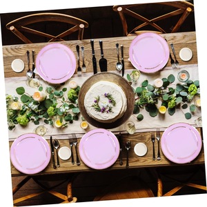 Platos de Papel de Color Sólido DAMAI con Borde Plano para Fiestas de Cumpleaños, 7 y 9 Pulgadas, 8 Piezas, Rosa, Azul, Arcoíris, Vajilla Desechable, Artículos para Fiestas - Product Image 2