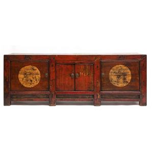 خزانة حائط كلاسيكية معاد تدويرها من خشب الصنوبر منحوتة يدويًا عتيقة بتصميم خزانة حائط عالية لامعة - Product Image 4