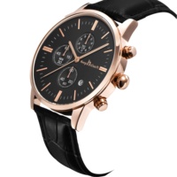OEM Jam Tangan Kuarsa Tali Kulit Klasik Jam Tangan Kronograf Tahan Air Mewah LOGO Kustom