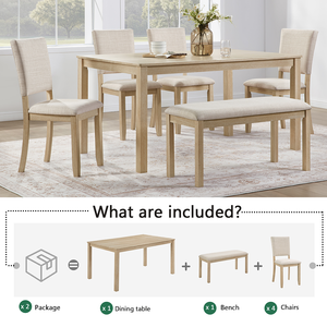 Juego de Comedor Moderno de 6 Piezas con Banco y 4 Sillas Tapizadas, Duradero y Ecológico - Product Image 4