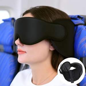 Bantal leher perjalanan pesawat terbang, untuk penerbangan panjang, tali kepala besar dengan masker mata 3D untuk tidur, dukungan 360 ° sandaran kepala - Product Image 2