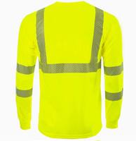 Camiseta de Manga Larga Reflectante de Seguridad Dri Fit con Segmento Reflectante de Transferencia Térmica para Hombre, Trabajo de Construcción, Amarillo de Alta Visibilidad