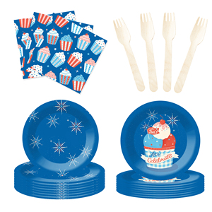Juego de Vajilla para Fiesta de Cumpleaños Infantil DAMAI, Plato de Papel, Vaso de Papel y Servilleta para Fiesta de Cumpleaños Infantil del Día de la Independencia Americana - Product Image 4