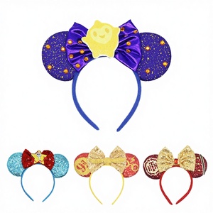 <b>Sequin</b> Bow Star Snowflake Mouse Ears Hairband <b>Red</b> Apple Princess Head Wear Party Decoration Women Hair Accessories Fabric - Product Image 3