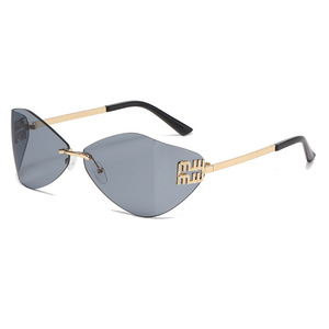 Stylish Frameless Metal <b>Sunglasses</b> UV400 <b>Large</b> Frame European American Style Unisex PC Lens - Product Image 5