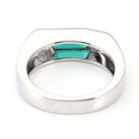 Bague en émeraude de culture pour homme avec moissanite taille triangle VVS, bijoux fantaisie en or véritable 18k/10k
