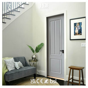 American Villa Traditional Design 2 Panel Grey Solid Wood Waterproof Swing Interior Bedroom <strong>Doors</strong> for Apartment Kitchen - Product Image 2