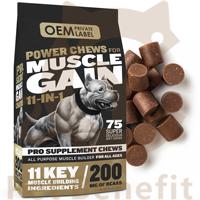 Friandises à mâcher molles personnalisées pour chiens, pour la prise de poids, avec Glucosamine HCL et Huile de Saumon, riches en calories, pour le développement musculaire, la santé de la peau et du pelage, Complément alimentaire pour chiens