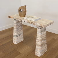 Meubles KUMUSI, table console en marbre brun foncé Wabi-Sabi, pour salon, couleur personnalisée