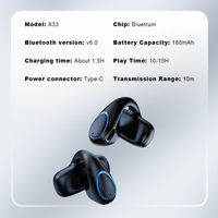 Casque de jeu sans fil X35 Premium in Ear avec affichage LED à faible latence pour joueur de musique avec collier