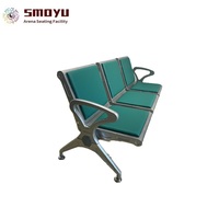 Sillas de Espera para Clientes, Precio de Fábrica, para Exteriores, Aeropuertos, Hospitales, Centros Comerciales, Escuelas, Salones, Oficinas, Asientos en Línea, Hierro, PVC, Cojín de Cuero, 3 Plazas