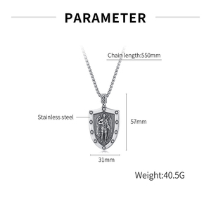 Collana con Ciondolo Geometrico Punk in Acciaio Inossidabile a Forma di Scudo di San Michele, Unisex, con Catena a Maglia, Regalo per Feste e Uso Quotidiano - Product Image 5