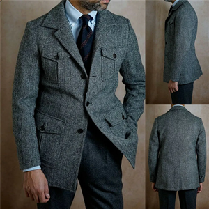 Jaquetas Masculinas de Negócios Vintage 1 Peça Ajuste Slim Terno Smoking para Noivo Casaco de Casamento Top Masculino <span class=keywords><strong>Blazer</strong></span> Sobretudo - Product Image 3