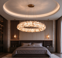 Lustre créatif en cristal naturel de luxe nordique, en forme d'anneau, pour salon, salle à manger et chambre à coucher