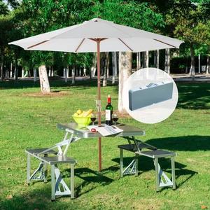 Table de pique-nique portable en bois, de forme rectangulaire et pliable, <span class=keywords><strong>avec</strong></span> chaise, alliage d'aluminium, pour <span class=keywords><strong>Camping</strong></span>, barbecue - Product Image 3