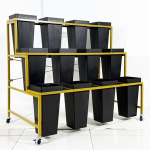 Étagère à fleurs décorative à 3 niveaux détachable, magnifique chariot à fleurs, présentoir <span class=keywords><strong>pour</strong></span> fleuriste, cadre extérieur avec 9 seaux - Product Image 2