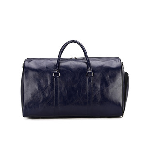 2024 High-End <strong>Men's</strong> PU <strong>Leather</strong> Duffel Travel Gym Bag With Shoe Compartment Fashionable Zipper Closure For Outdoor Sports - Product Image 3