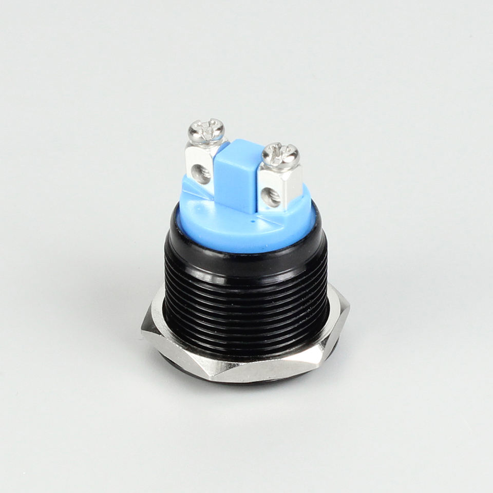 19MM Metal Push Button Switch ON-OFF Flat Button Push Switch 2Pin Momentary Push Button Switches with Screw Terminal