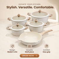 Ensemble de casseroles en aluminium avec revêtement en granit sans PFOA, ensemble de cuisine OEM, vente en gros, batterie de cuisine antiadhésive