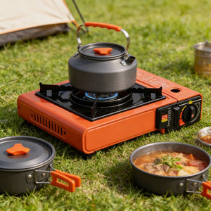 เตาแก๊สพับได้ น้ำหนักเบา สีแดง ทำจากเหล็กกล้าไร้สนิม สำหรับตั้งแคมป์ปิกนิก บาร์บีคิวกลางแจ้ง มีสินค้าในคลังสหรัฐฯ - Product Image 6