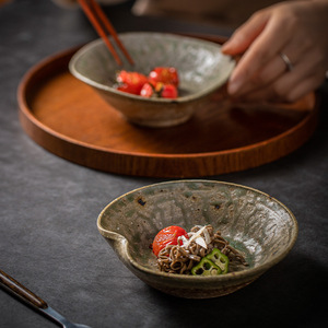 Quyến rũ handmade nâu mộc mạc gốm bộ đồ ăn tái chế Hoàng Gia tấm và bát bộ - Product Image 5