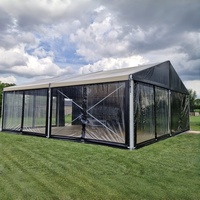 Tente de mariage transparente à cadre noir de qualité commerciale, taille personnalisée, structure en aluminium, toit transparent, chapiteau pour événements de luxe en plein air