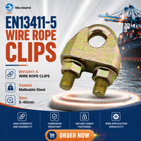 HIDEA BS EN 13411-5 Clip de câble en acier malléable galvanisé zingué 5-40 mm, pince à câble en U pour la construction et l'industrie