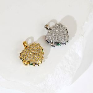 Collier pendentif cœur en cuivre plaqué or 18 carats, photo ouvrable, boucles d'oreilles et bracelet en diamant coloré, fabrication de bijoux - Product Image 2