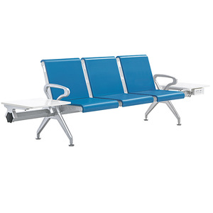 Sillas de espera metálicas en fila, de tres plazas con mesa para hospital, aeropuerto, estación. - Product Image 2