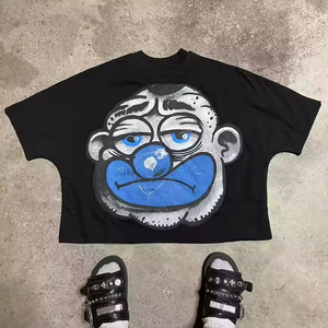 Camiseta recortada cuadrada de algodón 100% para hombre, ropa de calle de lujo con estampado gráfico Y2K, impresión Digital de gran tamaño de alta calidad - Product Image 3
