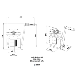 Laminoir à bijoux combiné Durston Basics 3:1 avec rapport de transmission 3:1, pour feuilles plates de 65 mm et façonnage de 9 fils - Product Image 4