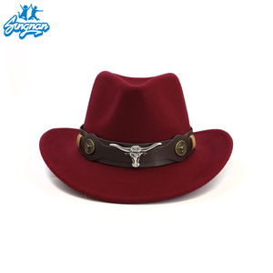 ナイトメタルブルヘッドウエスタンカウボーイトップハットクロスボーダーホット秋と冬のウールジャズハットFedoraフェルトハット - Product Image 4