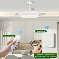 Ventilateur de plafond rétractable silencieux BreezeLux de haute qualité avec moteur DC LED, 48 pouces, 6 vitesses, télécommande et haut-parleur Bluetooth pour chambre/salon
