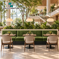Banquette enroulable pour colonne, en velours vert, avec table et chaises en bois, pour restaurant, personnalisable, OEM, fabricant en gros, Chine