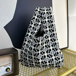 Mode Japon Style nouveau design vintage sac fourre-tout tricoté pour femmes dames coloré crochet sac à provisions