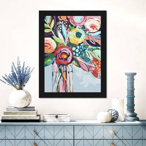 XIXI Kit de Peinture sur Toile Faite à la Main par Numéros Série Botanique Bouquet Abstrait Coloré Design Pliable Sans Cadre Décoration Artistique DIY pour la Maison - Product Image 2
