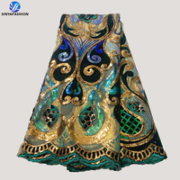Sinya luxe africain maille filet dentelle de mariée avec paillettes brillantes dentelle tissu luxe dentelle robe de soirée