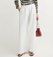 Pantalon de bureau décontracté pour femme, taille haute, blanc, droit, en satin, coupe classique, plissé, mode été 2025