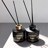 Bouteille diffuseur de parfum en verre personnalisée à vente chaude avec bâtonnets en bambou 200 ml Bouteille vide ronde en verre pour diffuseur de parfum à roseaux