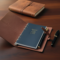 Journal portable vintage en cuir, rechargeable, à feuilles mobiles, avec sangle en cuir faite à la main, idéal pour les voyages, le bureau ou comme cadeau