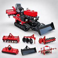 Motoculteur rotatif sur chenilles 25 CV avec trancheuse et remblaiseuse pour le creusement de fossés et le remplissage de sols sur terres agricoles sèches, machine agricole