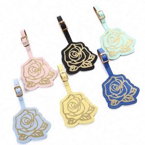 Étiquette de bagage en cuir PU en forme de rose personnalisée, très vendue, pour cadeaux - Product Image 6