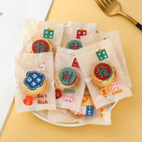 Sachet alimentaire transparent pour boulangerie, à bord dentelé et adhésif, emballage personnalisé avec logo, pour biscuits et snacks